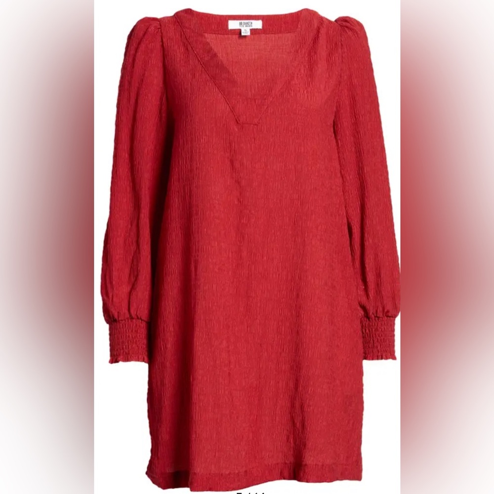 Steve Madden Ruston Textured Long Sleeve Shift Red Minidress Size XS NWT - Picture 5 of 12